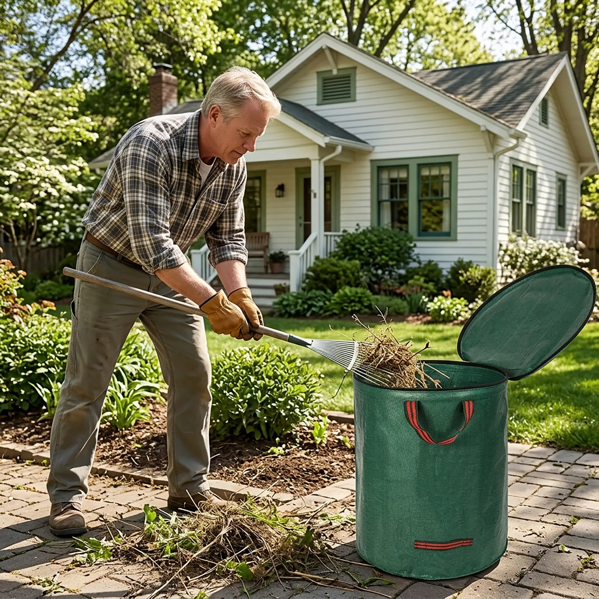 Heavy Duty Yard Waste Bags 72 Gallons – 3/4 Pack Extra Large Leaf Bags with Lid, Tear Resistant Reusable Garden Bags with 4 Strong Handles for Lawn Care, Leaf Collection, Outdoor Cleanup