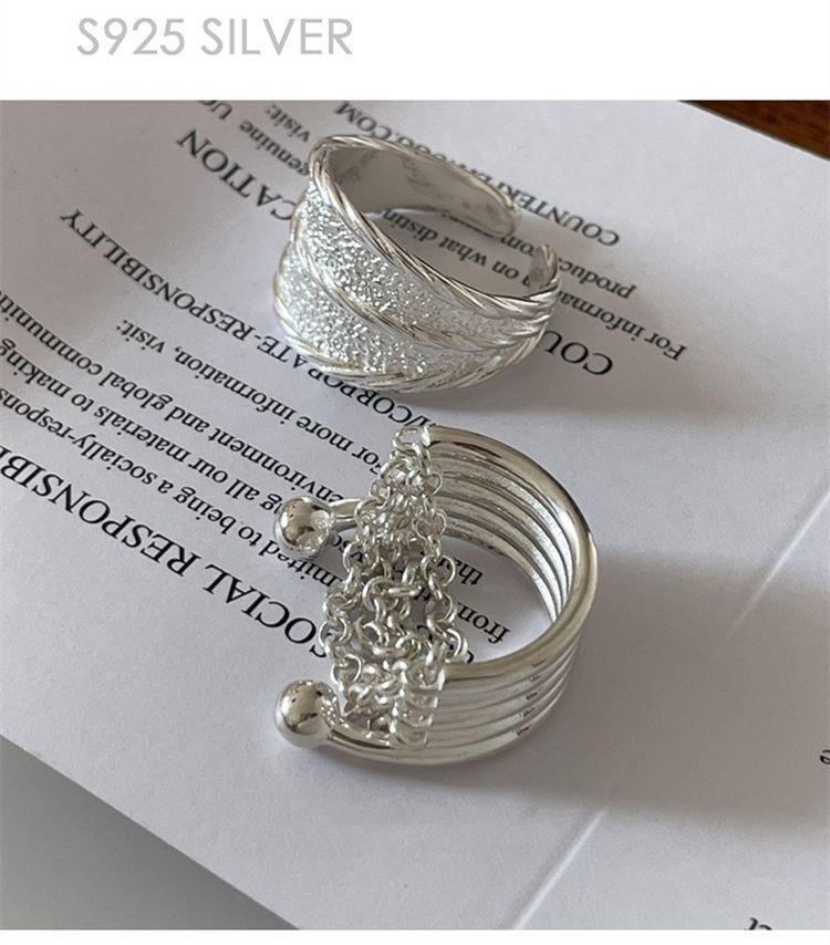 A high-end, high-quality, niche treasure 925 sterling silver ring for women with an ins pleated texture and soft chain design