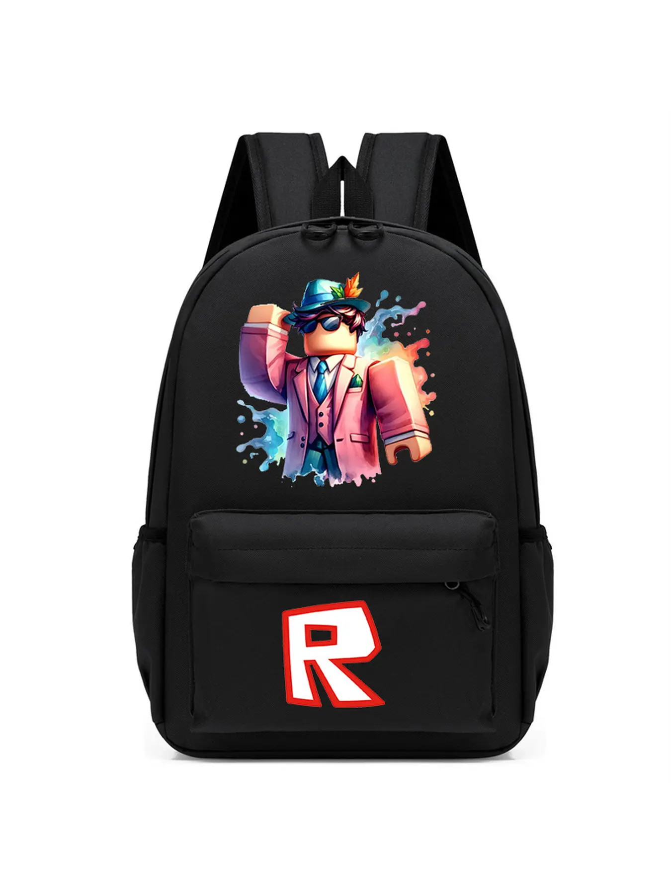 Roblox Game theme Backpack Small 13.8inch Lightweight Casual Printed Backpack Watercolor Print School Daypack for Kids Boys Casual Travel Bookbag