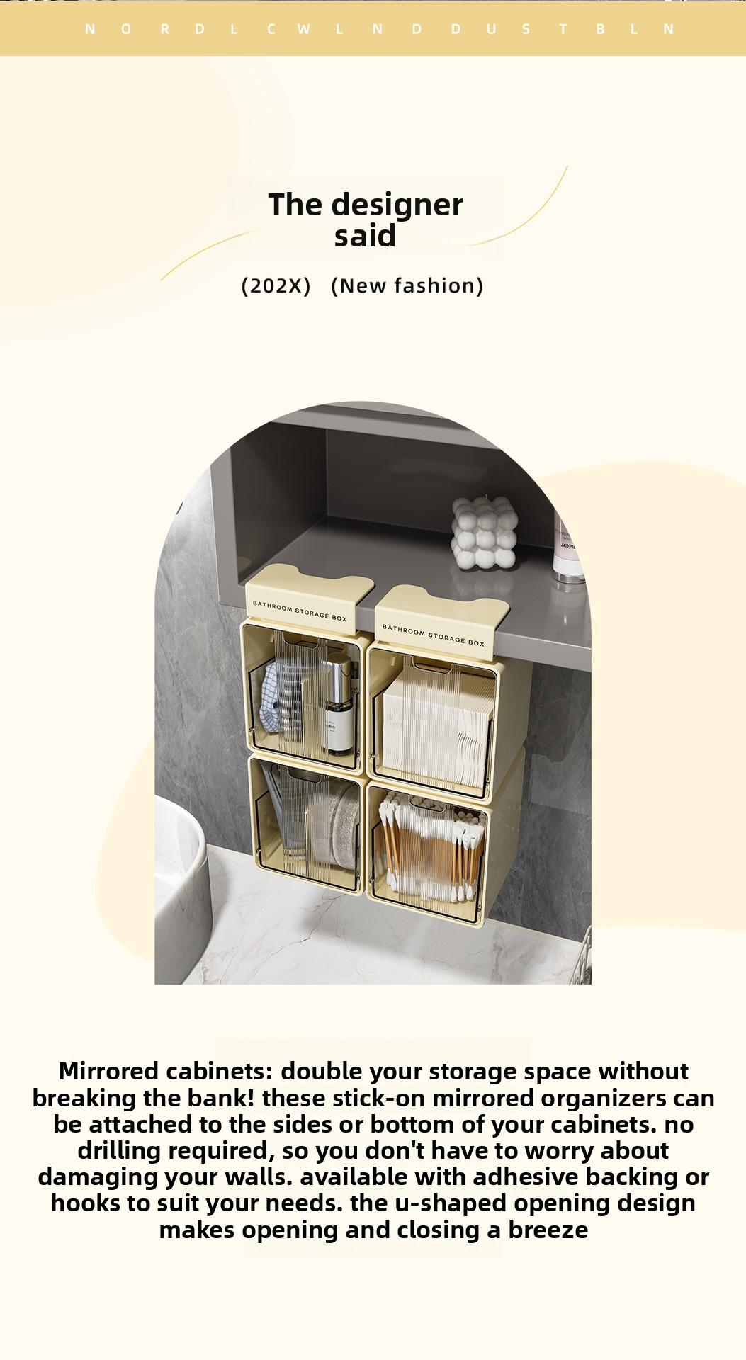 [Aesthetic] Clario Minimalist Hanging Storage Box - No Drill Desk Edge & Closet Shelf Organizer. Dual-Compartment Flip-Lid Container for Stationery & Jewelry. Dorm Essentials Desk Reset