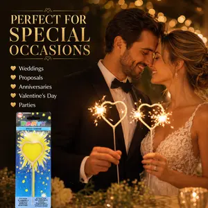 Heart-Shaped Sparkler Candles Romantic Cake Topper Decor for Birthday Wedding Valentine Party
