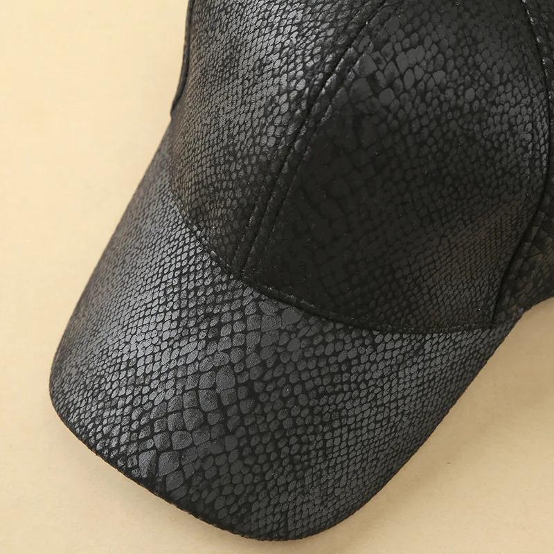 Men's High Quality Leather Baseball Cap with Adjustable Snap Closure Outdoor Activities, Adjustable Baseball Cap