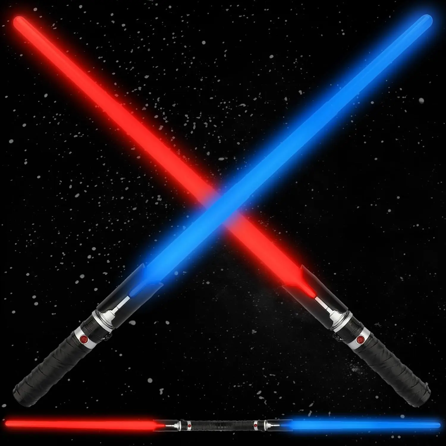 2 in 1 Light Up Saber Blue & Red 2 Pack for Kids, Expandable Light Up Sword for Kids Lightsaver, LED + FX Sound Lightsavers Dual, Light Up Toy, Dark Saber Galaxy Wars Saber