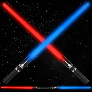2 in 1 Light Up Saber Blue & Red 2 Pack for Kids, Expandable Light Up Sword for Kids Lightsaver, LED + FX Sound Lightsavers Dual, Light Up Toy, Dark Saber Galaxy Wars Saber