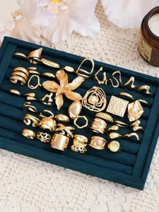 Women's Elegant Exaggerated Ring Set, Stunning Ring Set, Fashion Jewelry for Party, Daily Clothing Decor, Trendy All-match & Exquisite Jewelry for Birthday Gift, Elegant Casual Ring, Elegant Fashion Rings
