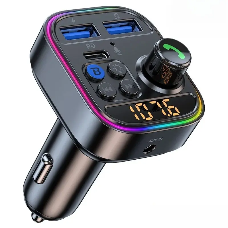 Wireless Bluetooth Car Adapter Transmitter & AUX Radio Receiver, Type-C PD30W Fast Charging Charger for Cars/SUVs, MP3 Player with Hands-Free Calls & Music Streaming