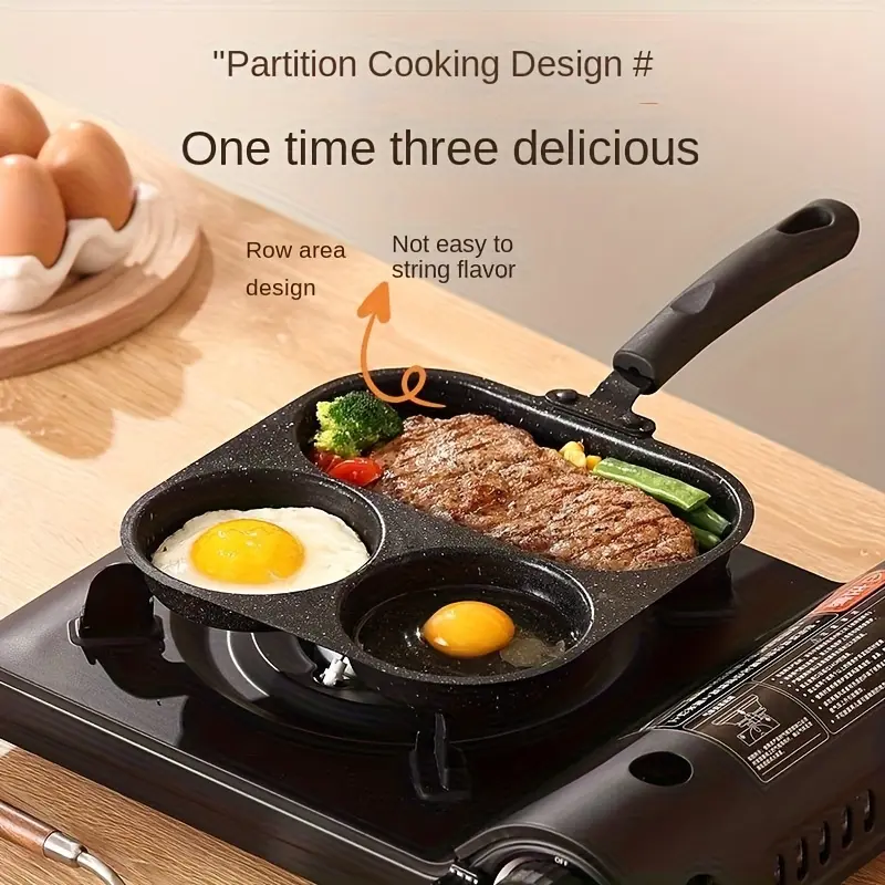 [Non-stick Breakfast Pot] 3in 1 Non-stick Cast Iron Breakfast Pot |     Multi-function Fried Eggs, Steak & Flat Frying Pan |     Durable Cooking Tools for Home, Sausages, Eggs