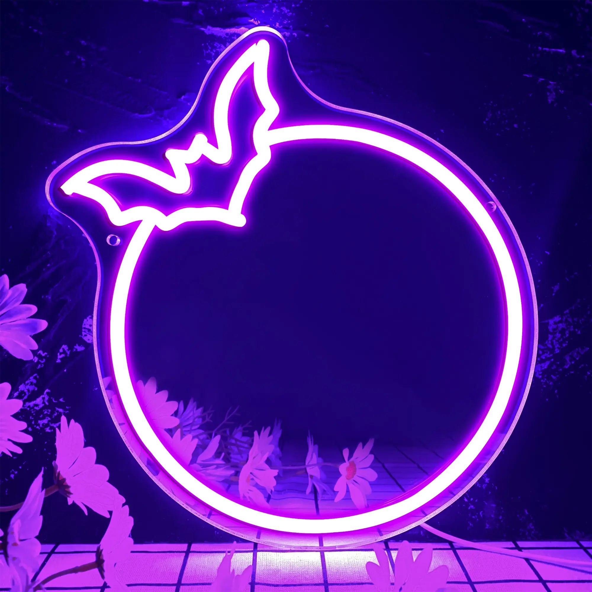 Bat neon sign mirror, bat decorative mirror, lighted vanity mirror with neon, Gothic room decor, dark Gothic wall art, Gothic-style gifts, Christmas gifts