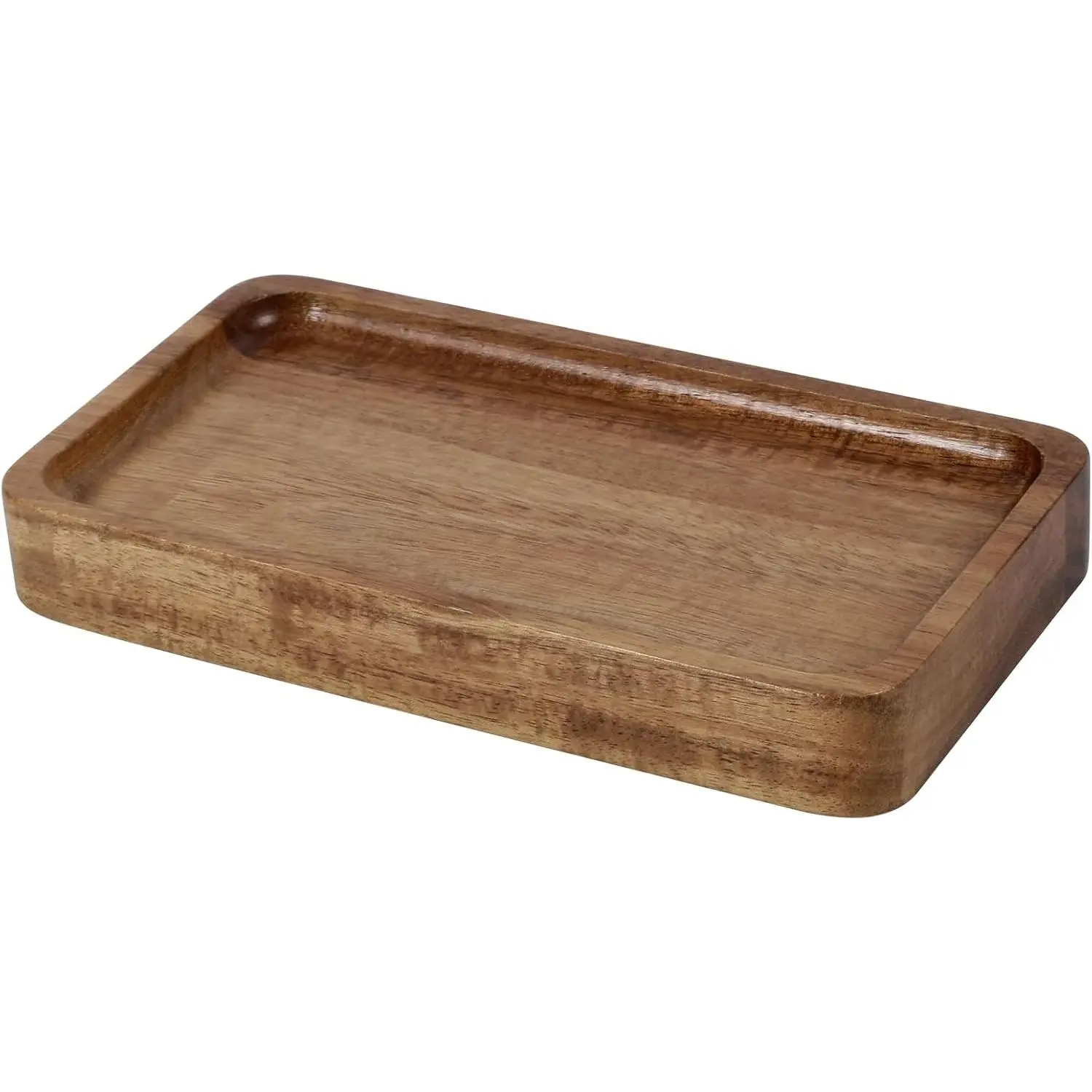 Small Acacia Vanity Tray, Multi-Purpose Bathroom Soap Dispenser Tray for Kitchen & Home Decor
