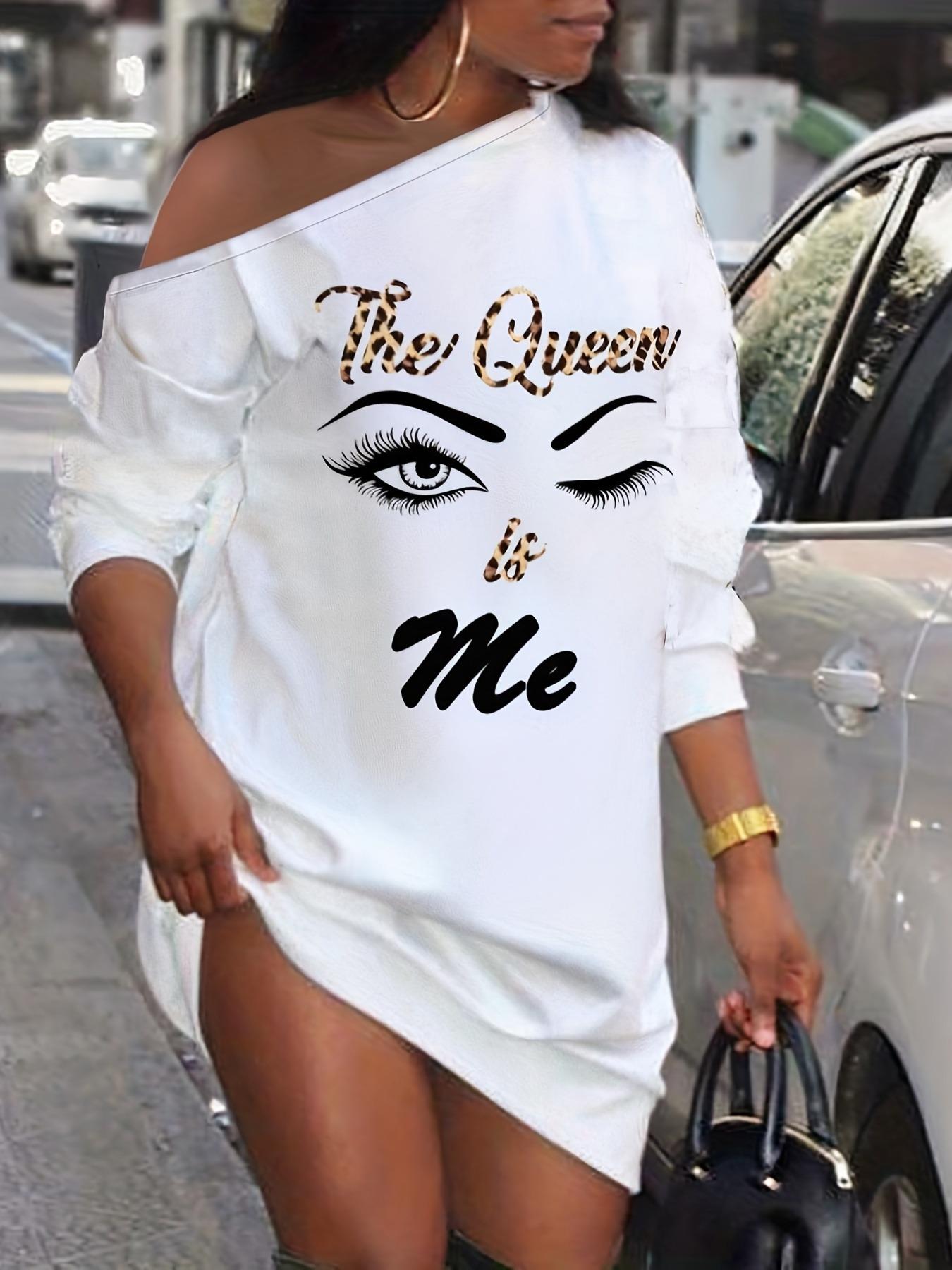 Women's Figure & Letter Print Asymmetrical Neck Long Sleeve Dress, Vintage Girly Chic Clothes, Casual Short Dress, Summer Dresses for Women, Lady Dress for Spring Fall