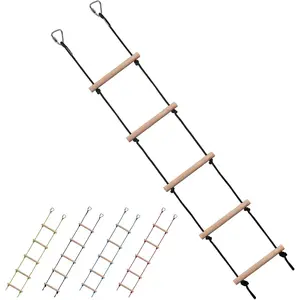 Kids Climbing Rope Ladder, Hanging Ladder for Swing Accessories (2 Hooks)