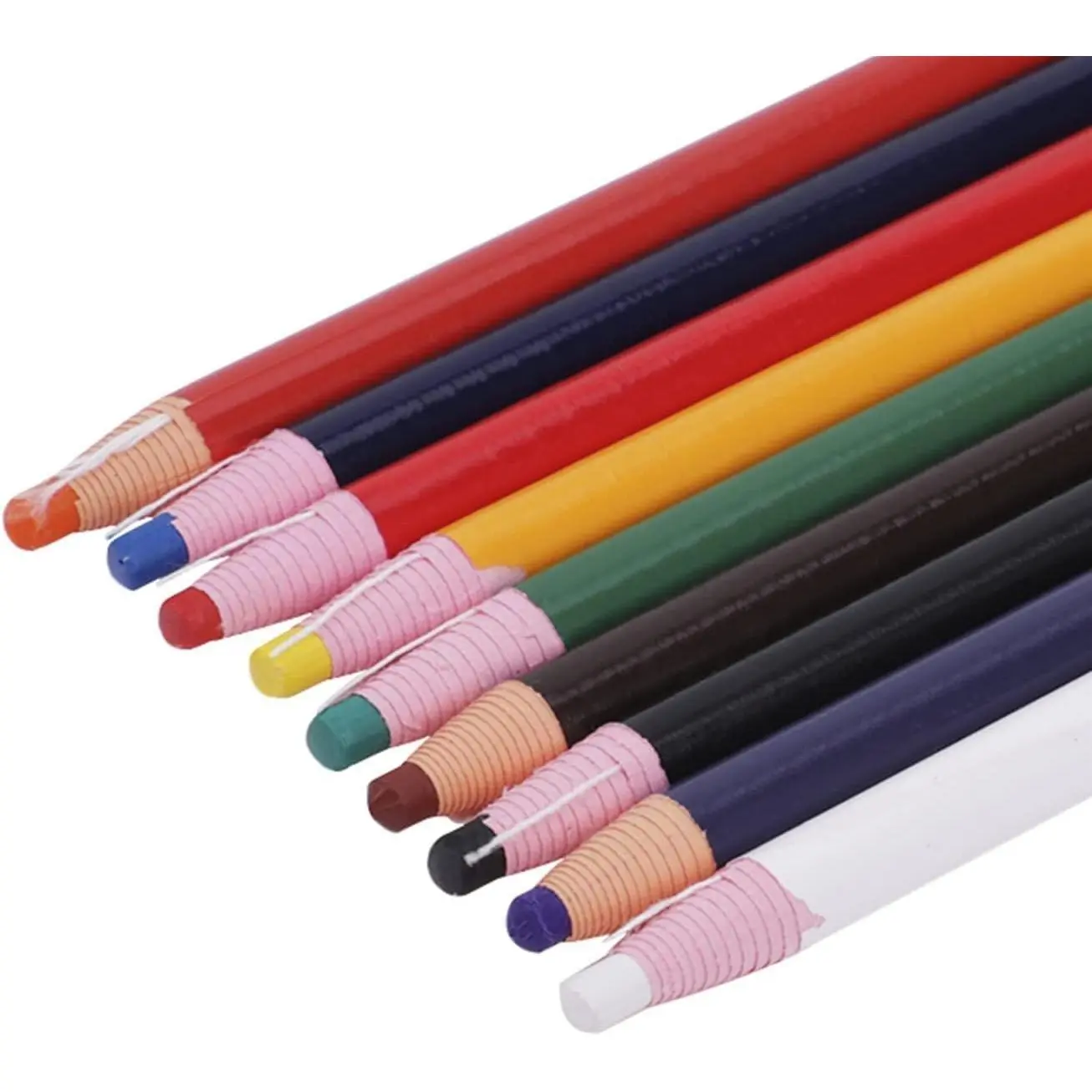 9-Count Paper-Wrap Peel-Off Marking Pens - Long-Lasting Art Crafts Wax Pencils for Glass, Garments, Cellophane, Fabric, Metal (9 Colors)