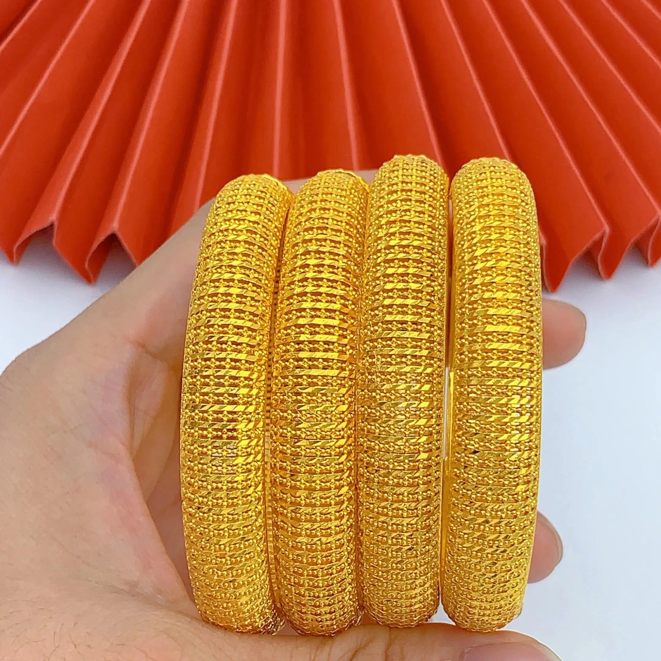 Dubai 24k Gold Color Bangles For Women Middle East Indian Bridal Bangles Bracelets Wedding Bangles Jewellery Party Gifts