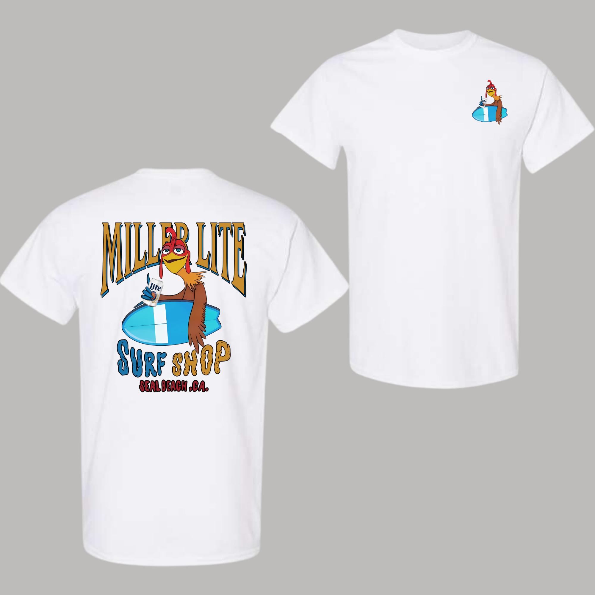 Miller Lite Chicken Joe Surfs Up T-Shirt Unisex T-Shirt, 100% Cotton Shirt, Trendy T-Shirt, Graphic Tee, Fashion Top