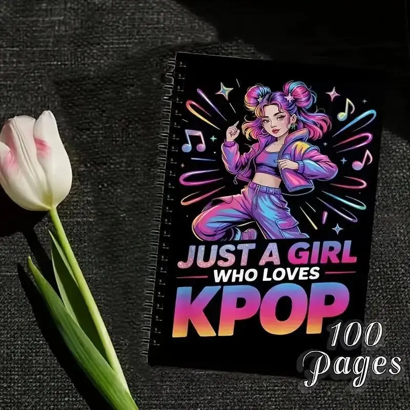 Cute Anime Girl Coil Notebook, Kpop Fan Journal, Teenager Student Daily Planner, Writing Memo Pad, Korean Style Diary