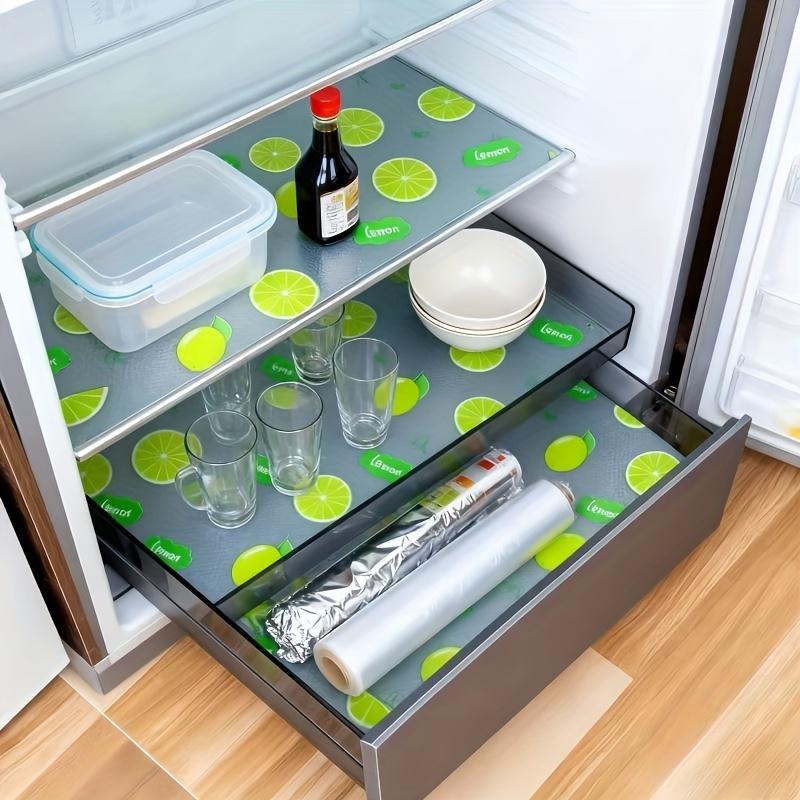 Waterproof Refrigerator Liners Set, Moisture-Proof Non-Slip Washable Reusable Eva Material, Lemon Pattern Kitchen Decor