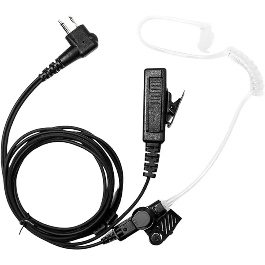 Transparent Synthetic 2-Wire CLS1110 Acoustic Tube Headphone Kit with PTT, Mic Compatible with Walkie Talkies RDM2070d, CP200 Series, CLS1410, CLS1413, CLS1450 Radios