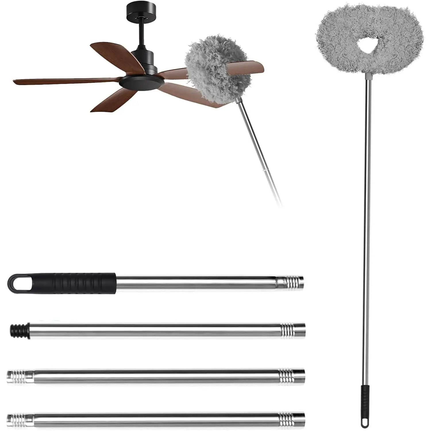 Ceiling Fan Cleaner Duster with Extension Pole | 4.2FT Fan Cleaner with 13-50" Pole for Cleaning Fan , Cobwebs, Walls, Doors and Windows, Brush for Dust Removal