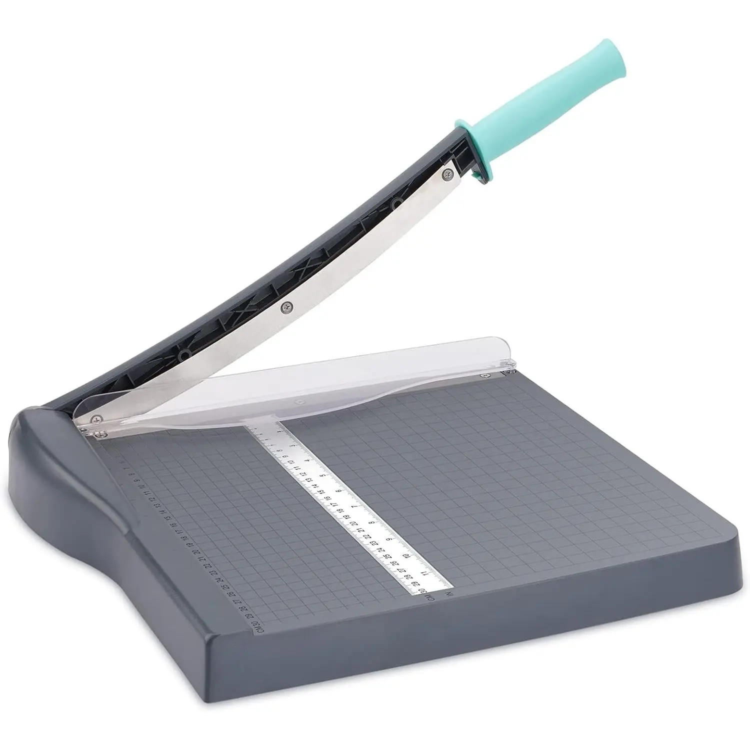 Guillotine Paper Cutter Slicer with Safety Guard and Blade Lock, 12" Cut Length, 16 Sheet Capacity Paper Trimmer for Cardstock Cardboard, Gray
