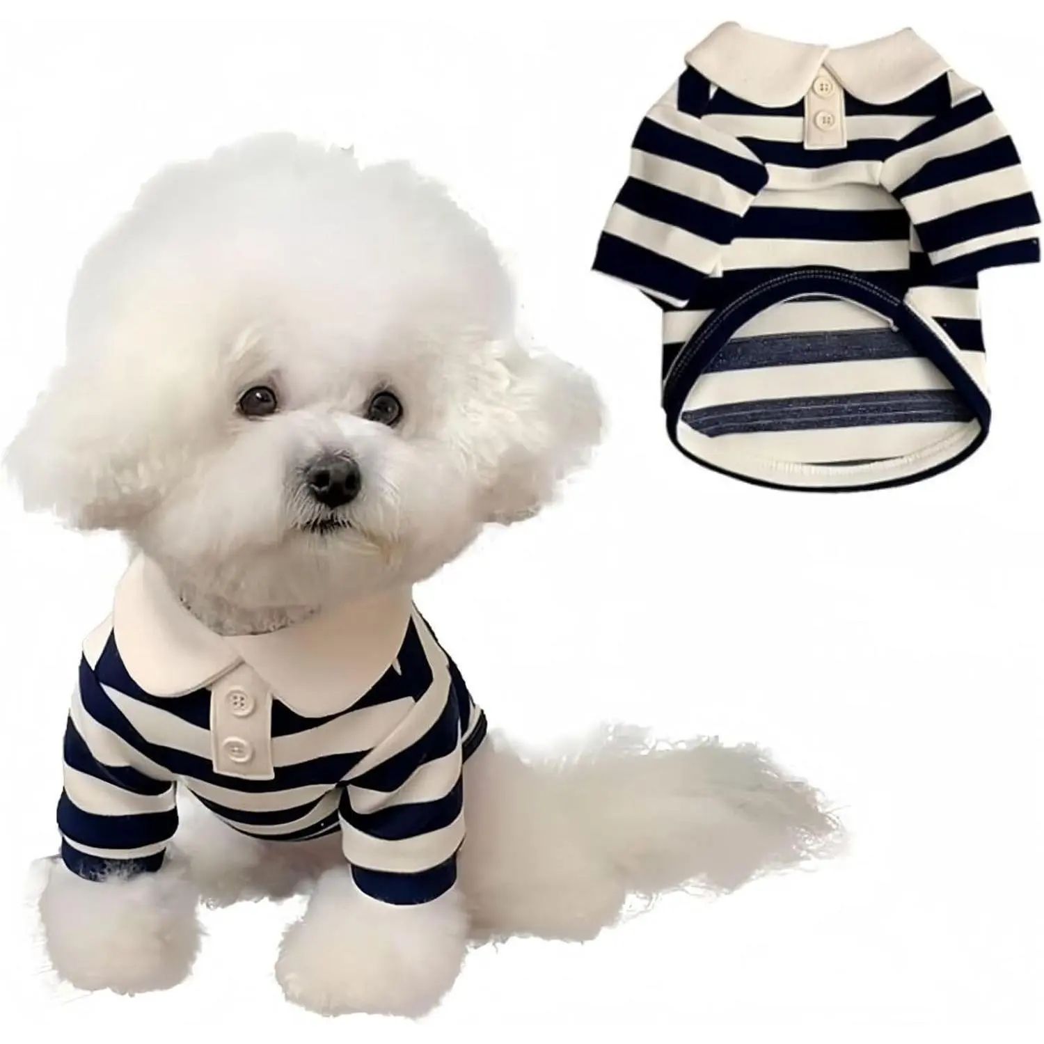 Dog Clothes Designer Boy Polo Shirt for Small Medium Dogs, Soft Puppy Outfit, Breathable Male Yorkie Chihuahua Shih Tzu Poodle Kitten Cat T-Shirt, Birthday Gifts, Blue, S, Fit 3-5lbs