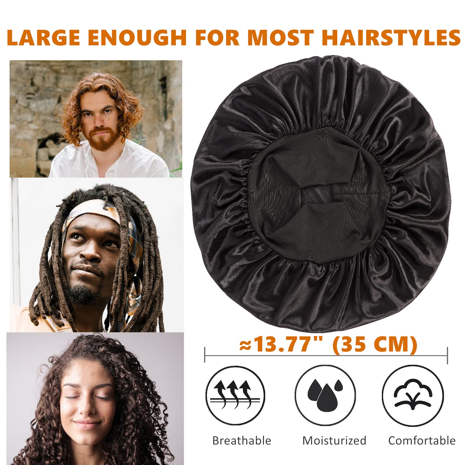 Luxurious Double Layer Satin Bonnet for Men and Women  Ultimate Sleep Cap for Curly Hair, Braids, and Hair Protection - Reversible Design