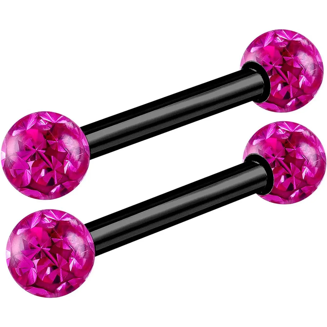 2 count 16g Barbell Earrings Black Titanium G23 Helix Cartilage Anti Tragus Vertical Forward Triple Lobe Ferido Balls B2JCC (Rose)