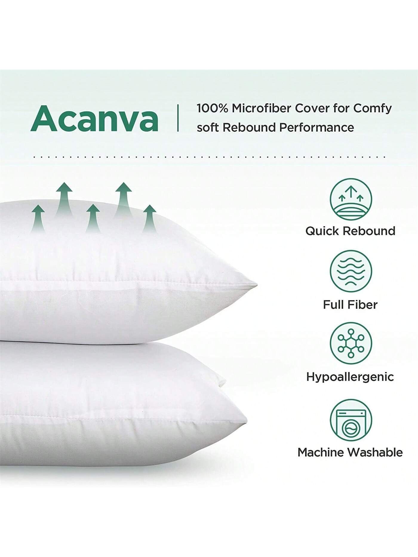 Multi-Size Microfiber Pillow Insert, Soft Cushion Core for Sofa & Bedroom, Durable Polyester Filling, Medium Mattress Feel, Soft Memory Foam