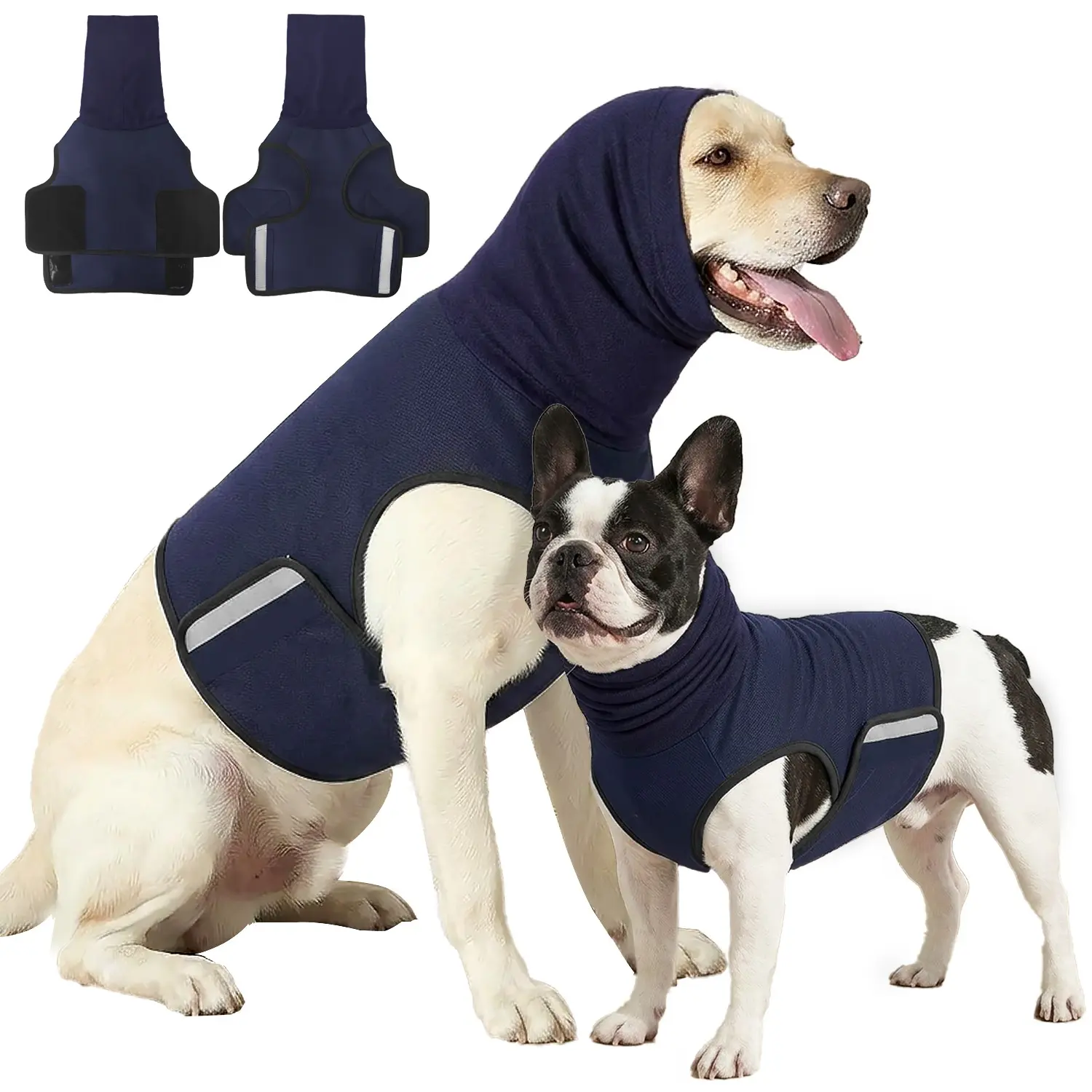 New 2-in-1 Dog Anxiety Calming Hoodie, Breathable Dog Jacket Vest for Thunderstorms, Fireworks, Vet Visits, Separation, Noise Block & Ear Protection Recovery, Gray