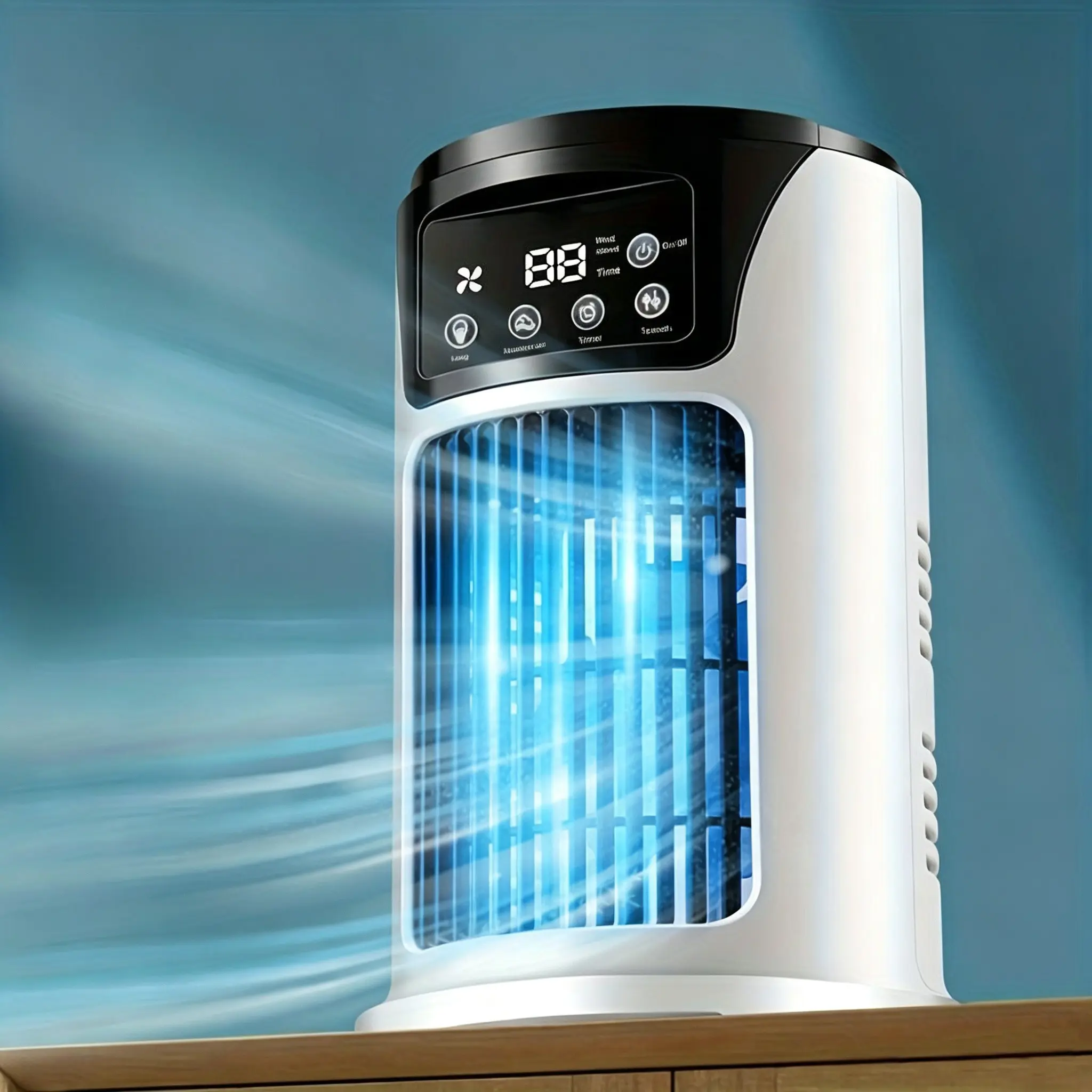 Desktop Evaporative Air Cooler 3-In-1 USB Cooling Fan with Mist, Mist Spray Humidifier, Quiet Personal Cooler for Home Office Bedroom Dormitory