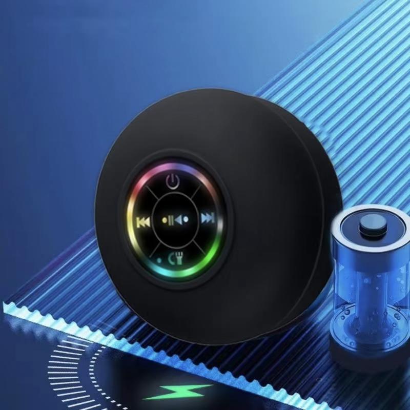 Party Gift Mini Waterproof Speaker, Portable Wireless Speaker With Suction Cup, USB Rechargeable Black Audio Bluetooth Speaker, Wireless Version Life for Parties, Bathroom, Travel, Home, Outdoor, Gifts for Thanksgiving Christmas New Year wireles