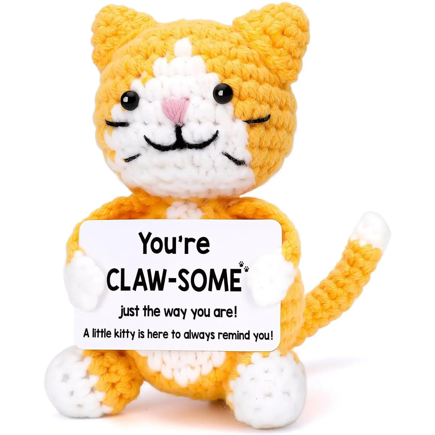 Crochet  Lover Valentines Gifts for Women Men, Small Funny  Emotional Positive Crochet  Stuffed, Mini Cool Cute Stuff Things Gifts, Fun Kitten Kitty  Ornament Decor