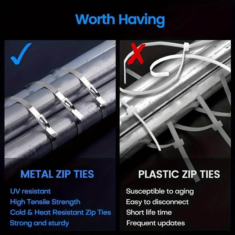 Stainless Steel Wire Cable Ties, 100pcs Multipurpose Self-locking Cable Ties, Heat Resistant Cable Ties for Mechanical, Vehicle