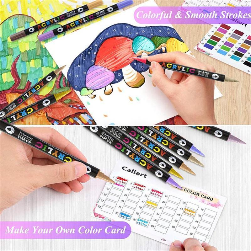 Acrylic Paint Marker Pen Set, 1 Set 12/24/36pcs Double Tip Double Color Quick Dry Waterproof Acrylic Paint Drawing Marker Pen, Crafts Art Supplies for Rock Painting, Wood, Canvas, Stone, Glass #GLOBAL PICKS