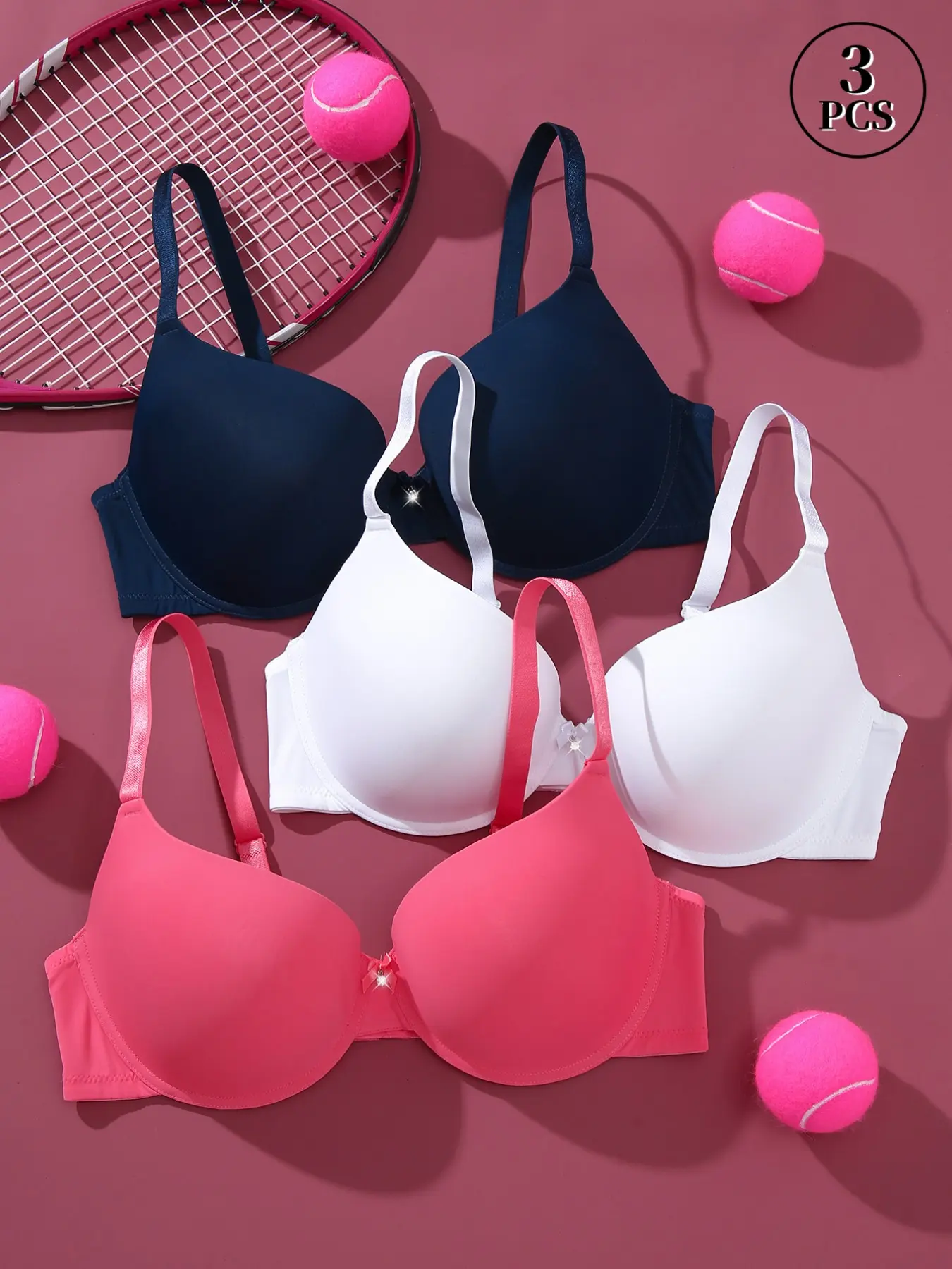 3/4PCSWomen Plus Size Solid Smooth Underwire Bra, Full Cup Shaping Brassiere with Adjustable Straps, Side Flank Control & Firm Support, Slimming for Large Bust, Suitable for Daily Wear Under Tees