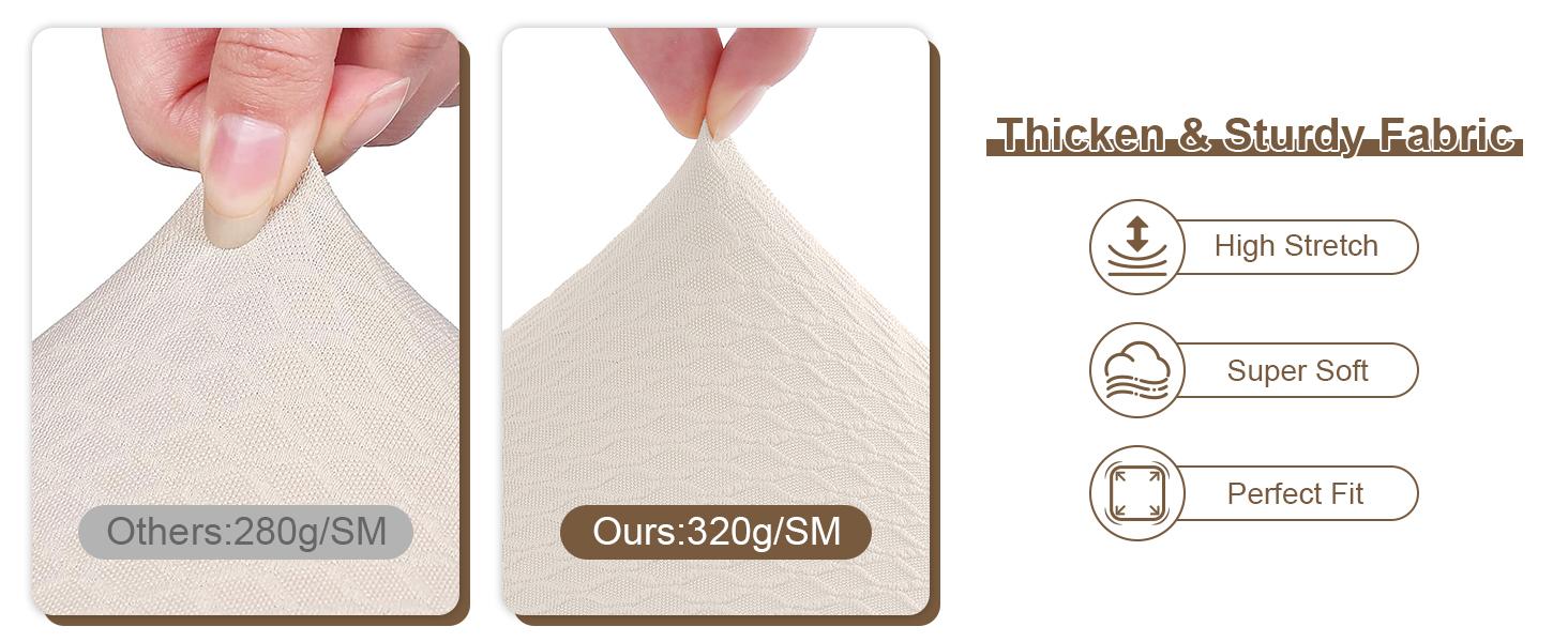 Waterproof Seat Covers for Dining Room Chairs Set of 4, Stretch Jacquard Removable Washable Chair Seat Slipcovers Protector, No Rear Covers, Beige