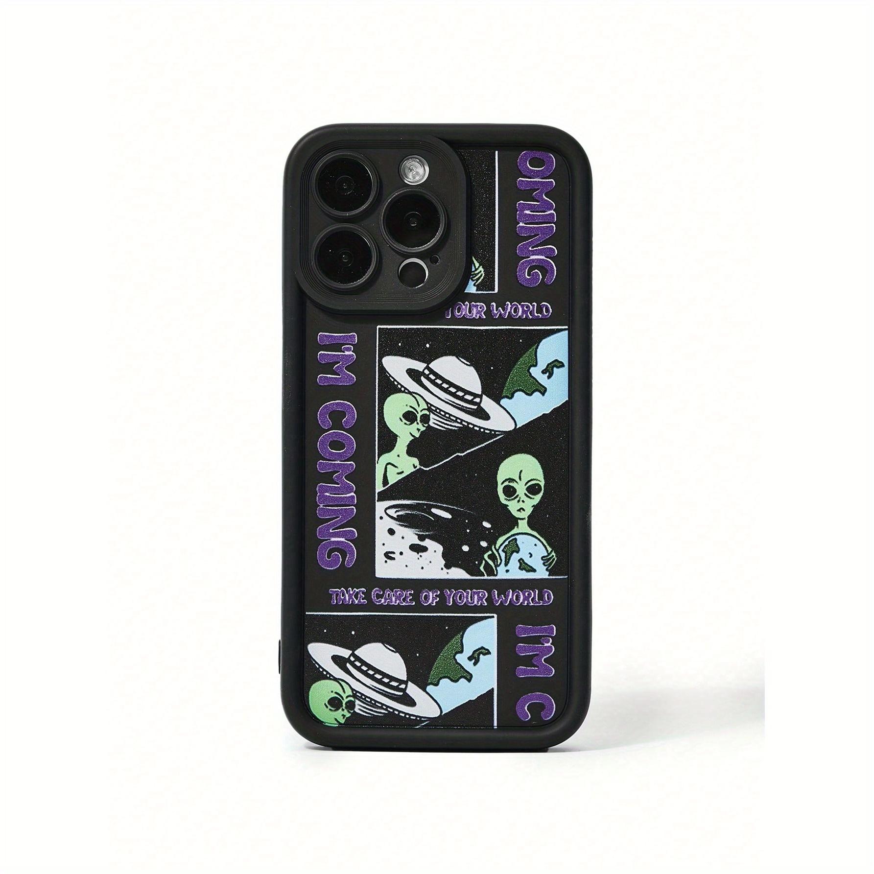 Phone case: Alien Spaceship Black High Bamboo Anti-Fall Shockproof Protective Phone Case Suitable for  iPhone 17 E Air Pro ProMax iPhone16 15 14 Plus 13 12 Mini 11 X XS XR