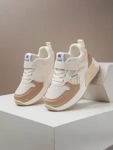 Breathable Casual Sneakers, PU Upper, Rubber Sole, Plain Design, Comfortable Daily Wear, Suitable for Boys and Girls