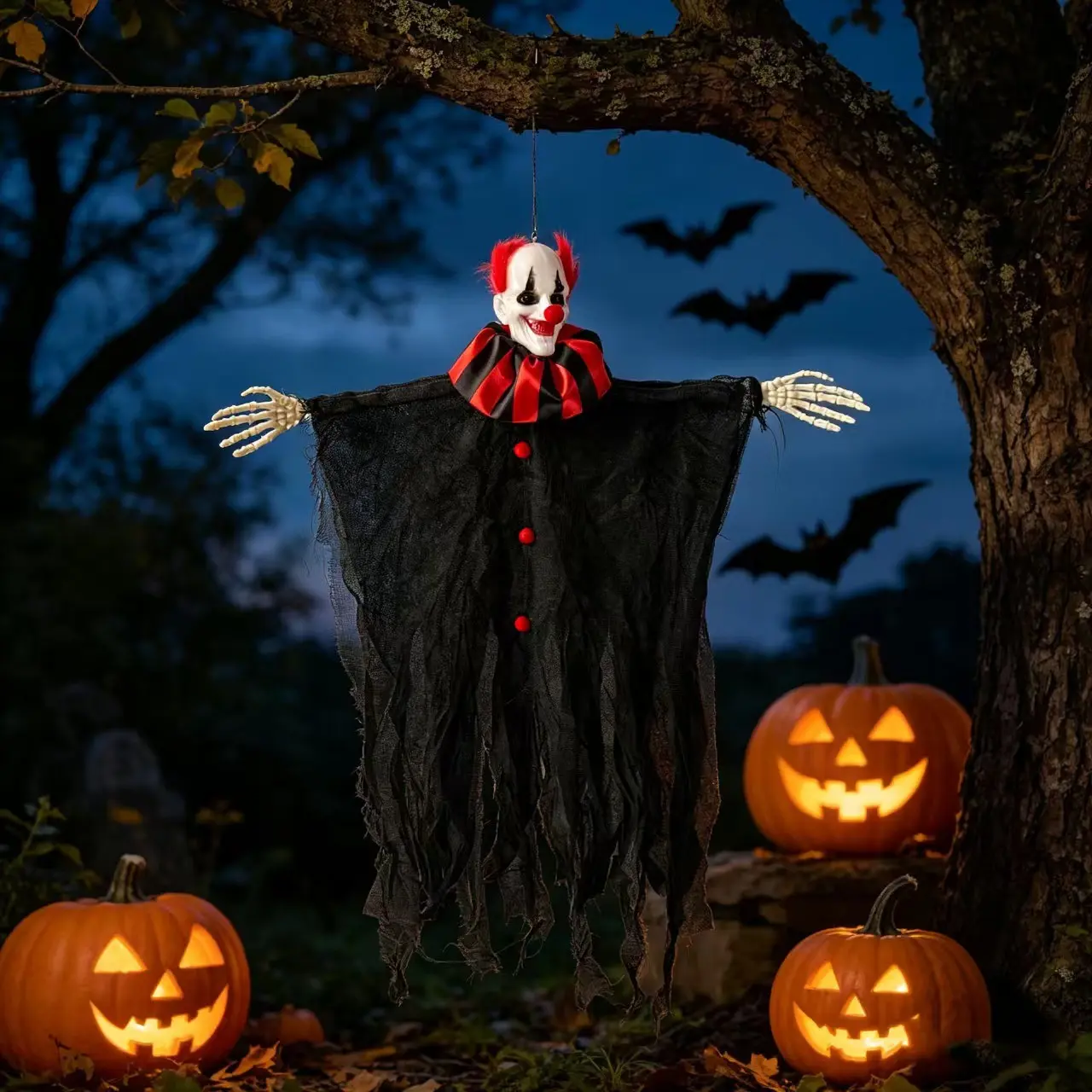 Halloween Hanging Ghost Clown Hair Ornament, Escape Room Horror House Yard Decoration Props, Party Decorations