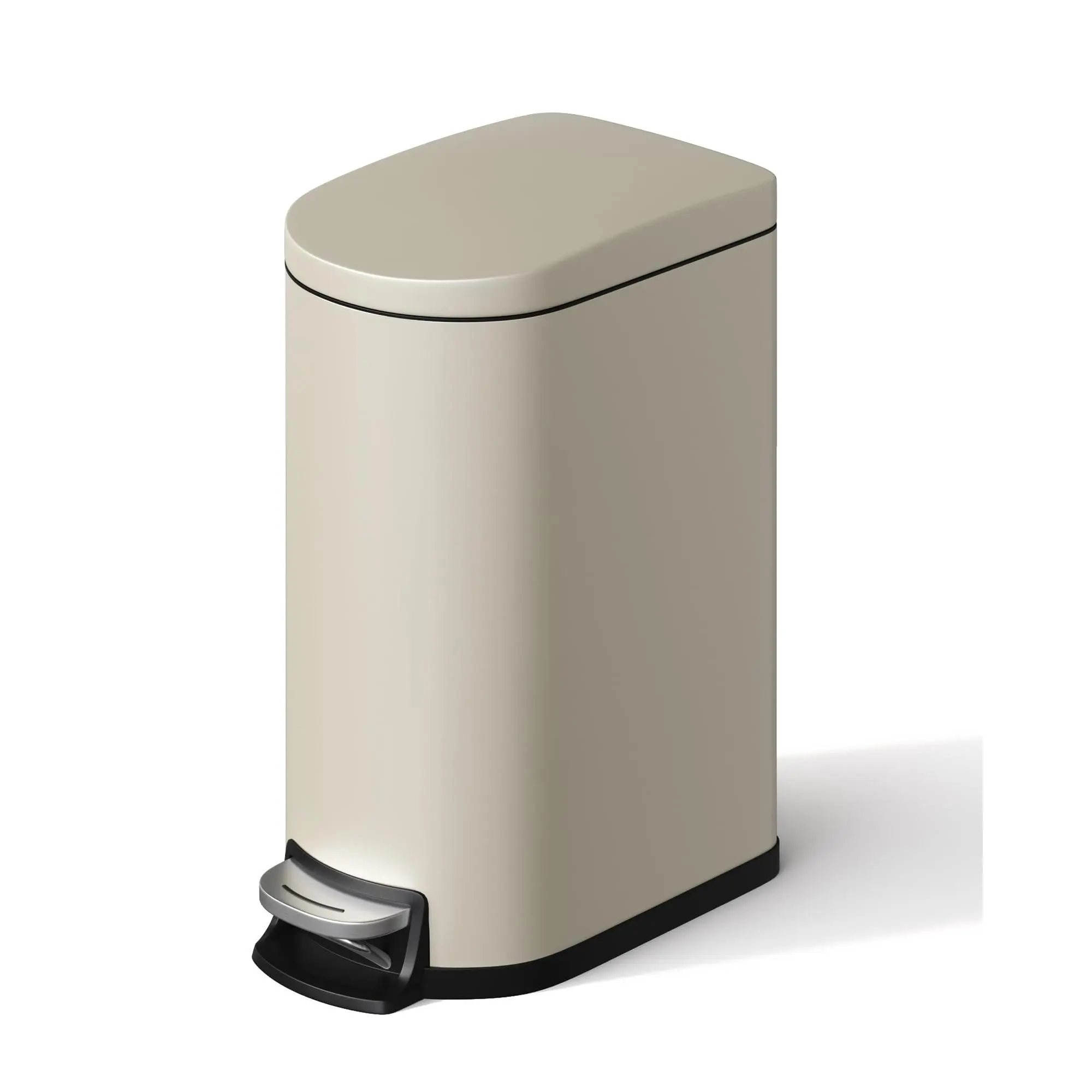 1.6 Gal/6L Slim Step Stainless Steel Trash Can - Soft-Close Lid, Odor Control, Removable Inner Bucket, Rear Handle, Waterproof Narrow Design for Kitchen/Bathroom Home Care Bins Accessories