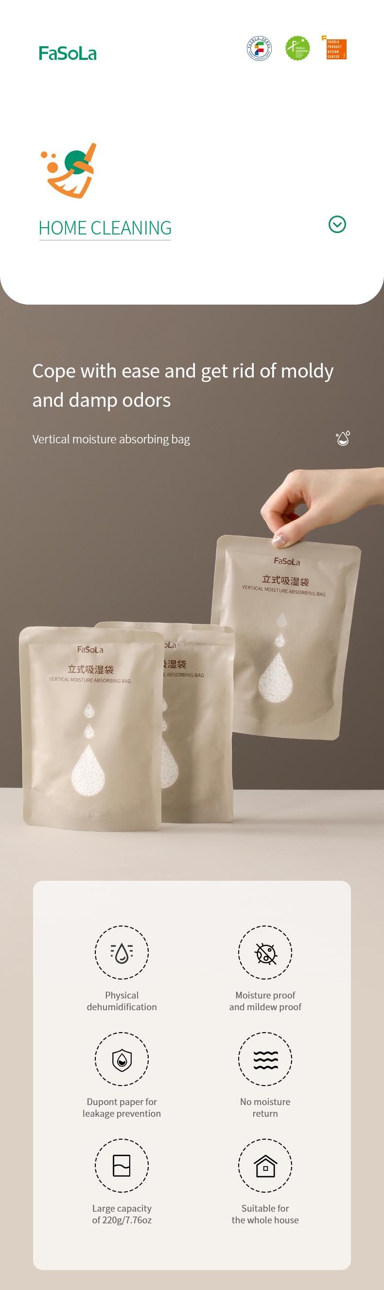 FaSoLa dehumidification bags remove musty odors, are desiccants, and are moisture-proof and mold-resistant bags for dormitory students to absorb moisture from bedding and clothing