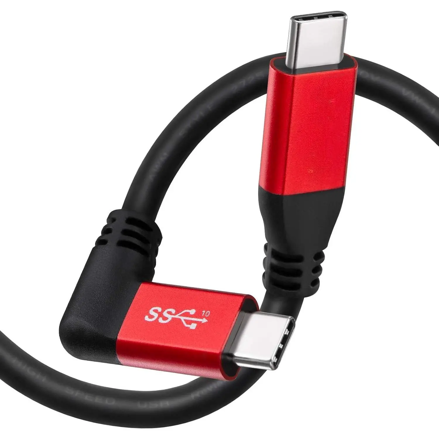 USB C to C  100W [10ft], USB 3.1 C (Gen 2)  [Angled] with E-Marker, up to 100W PD , 10Gbps Data, 4K Video, Compatible with USB C  Display/Type-C Camera