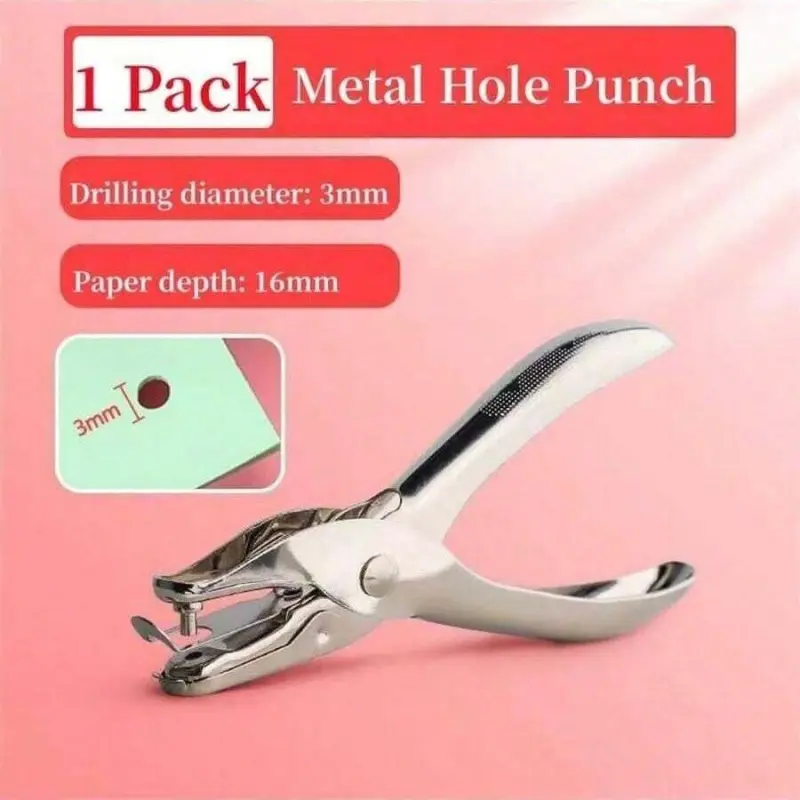 Portable Mini Hole Puncher for Paper Card Single Page Binding, Manual Punching Machine for School Office Supplies, Classroom Supplies