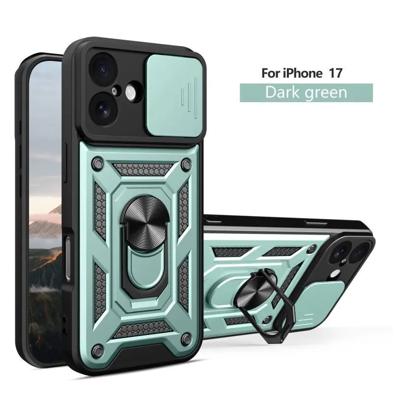 Darlingcase 2026 Sliding Camera Cover iPhone Case with 360° Ring Kickstand | Military-Grade Shockproof Full Body Protection | iPhone 11 / 12 / 13 / 14 / 15 / 16 / 17 Air Plus Pro Max
