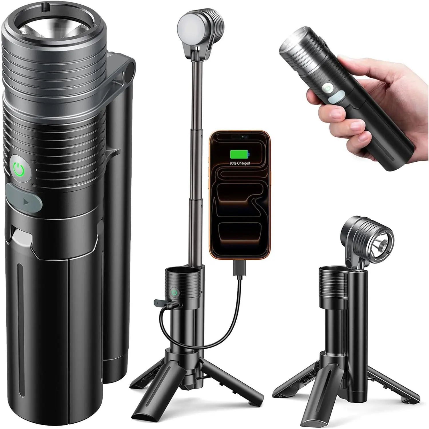 Flashlight Camping Lights 2in-1, 180 °   Flip Dual Lamp 8-Mode LED Bright Weird Cool Unique Flash Light Camp Lantern Waterproof 4500mAh Type-C  Outdoor Home Emergency, Gift  Teen Men Women