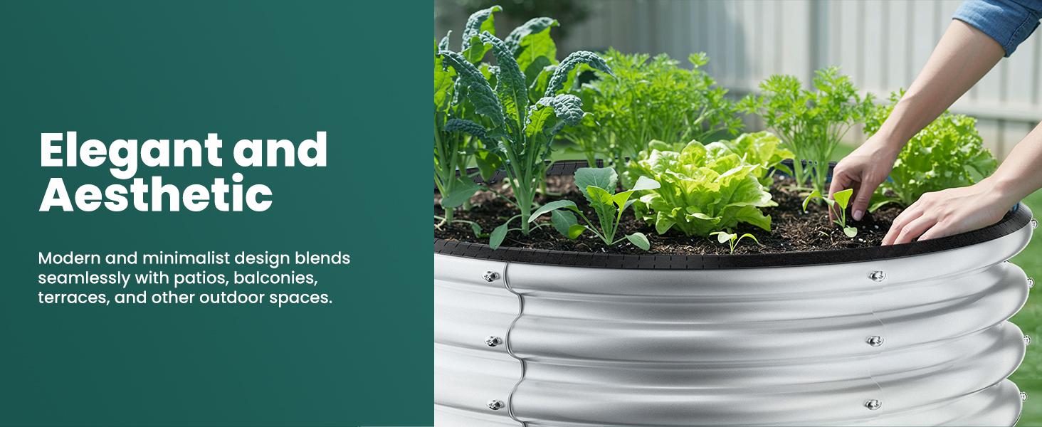 Round Galvanized Raised Bed Kit, 2 Pcs 2 x 2 x 1ft Teal Blue Galvanized Boxes, for Vegetables