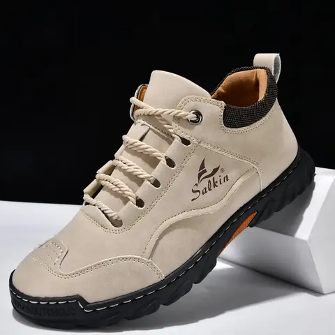 Men's Handmade Casual Shoes, Fashion Low-Top Athletic Sneakers, Large-Size Vintage Lace-Up Men's Shoes, Comfortable Wear-Resistant Anti-Slip Rubber Walking Shoes, Low Top Footwear