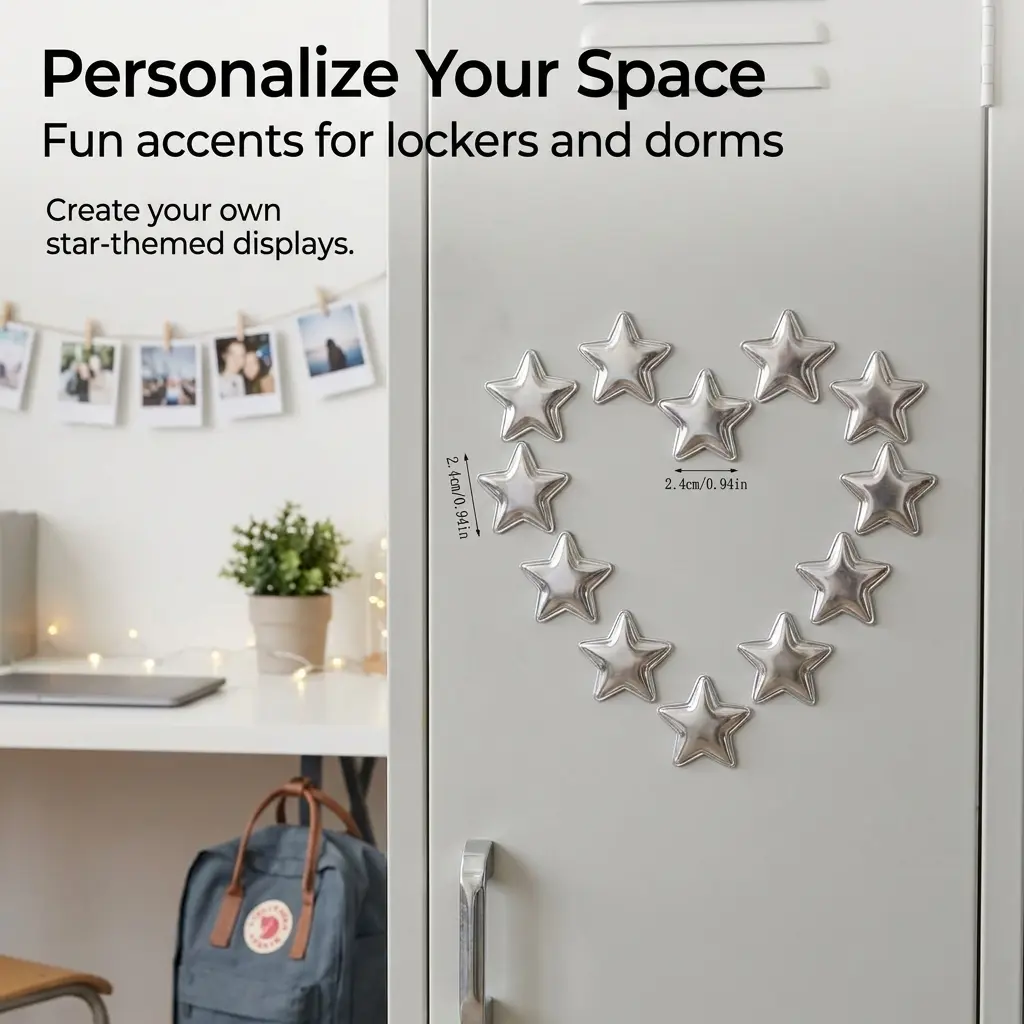 Silver Star Shaped Fridge Magnets 10Pcs Cute Decor Magnets Refrigerator Kitchen Office Home Decoration Accessories
