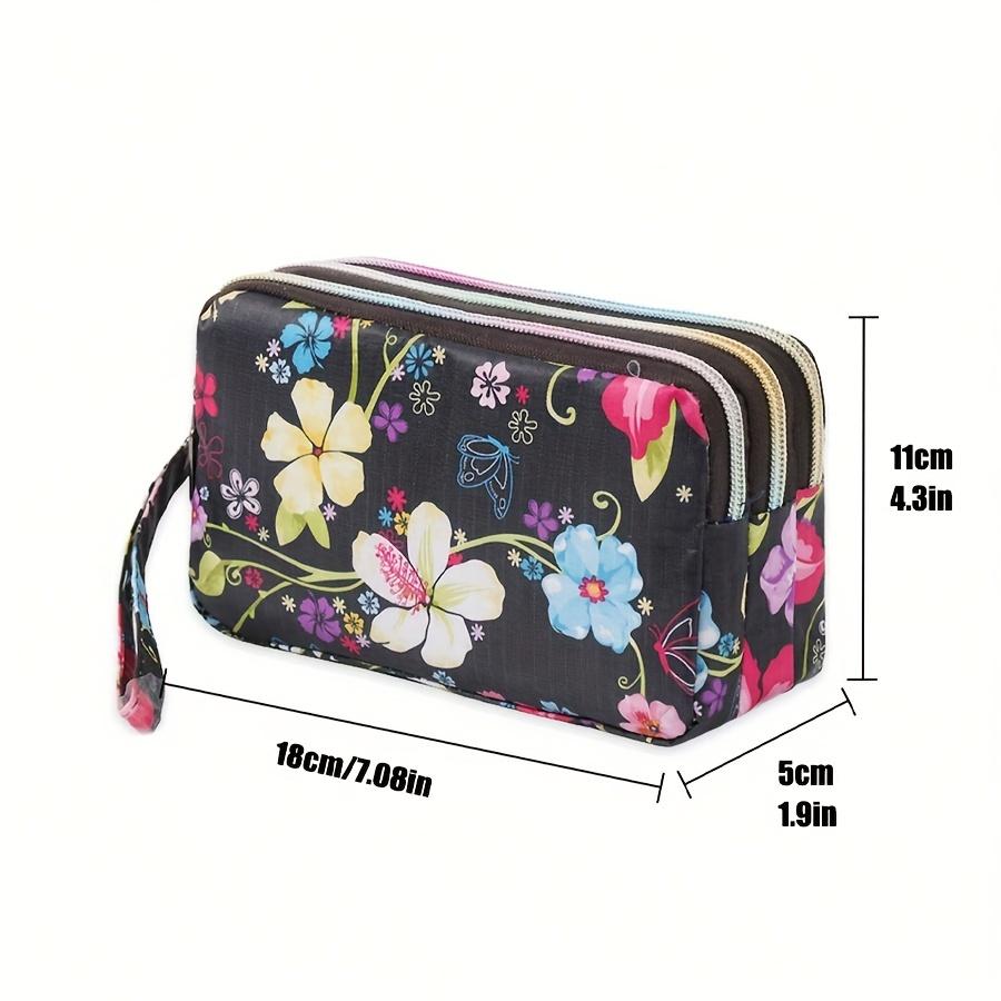 Women's Long 3-Layer Cell Phone Wallet Clutch Bag with Random Print Fabric Coin Purse Ladies' Small Handbag
