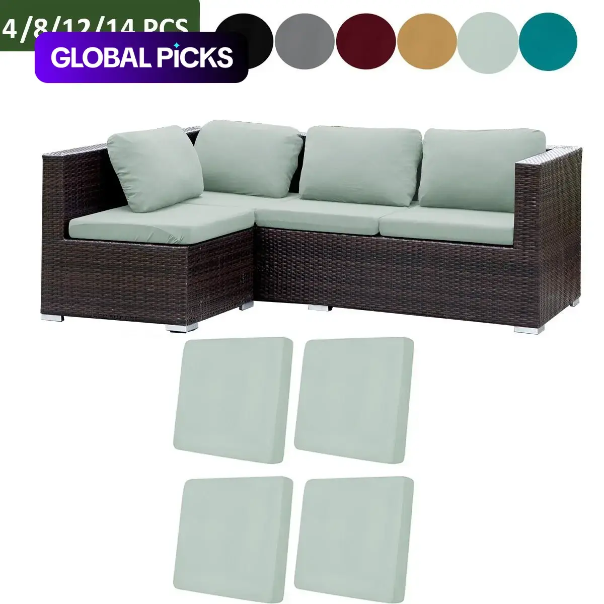 4/8/12/14 Piece Set High Elasticity Outdoor Sofa Cushion Covers, Soft Washable Touch, All-Seasons, Fashionable and Durable #GLOBAL PICKS