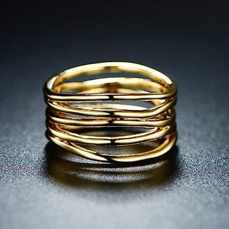 Fashion Blogger Trendy Multi-Layer Line Ring | Minimalist Metal Statement Index Ring for Women & Men